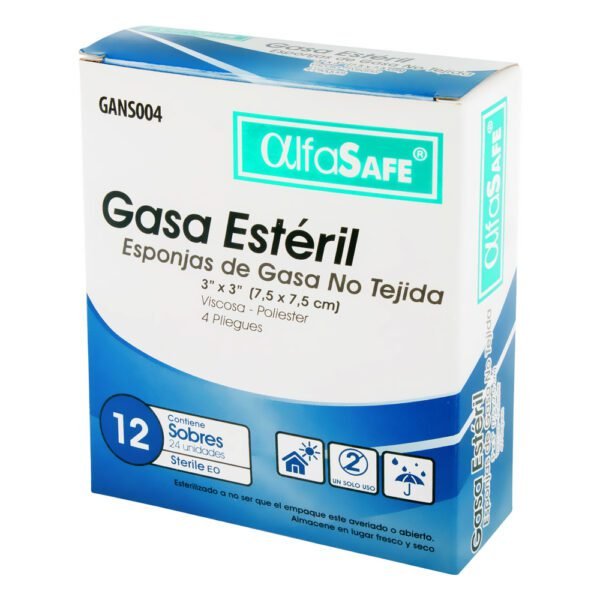 Gasa ALFA Esteril No Tejida 7.5x7.5cms 12x2