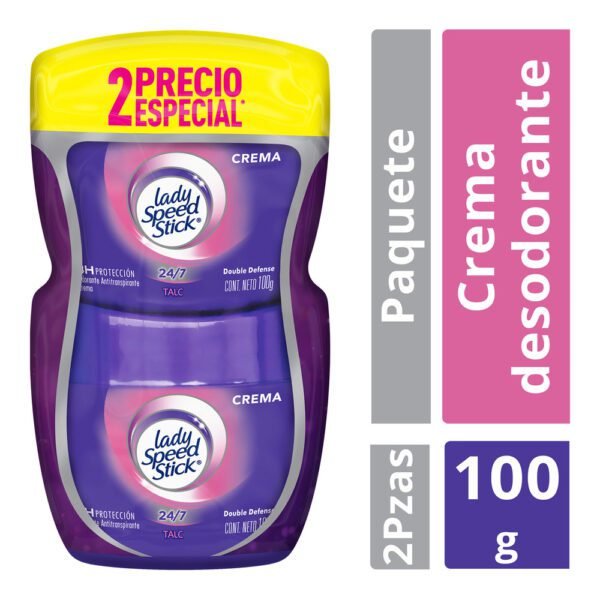 2 Desodorante LADY SPEED Talco CRE 100gr