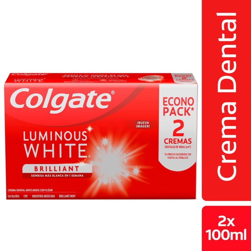 2 Cremas Dentales COLGATE LUMINOUS WHITE 75 Ecopack