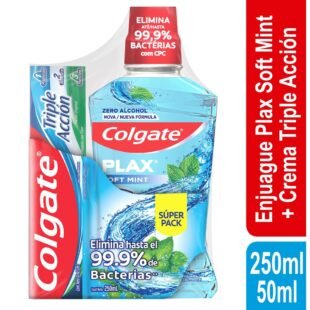 Enjuague Bucal COLGATE PLAX 250mL + Crema 50mL