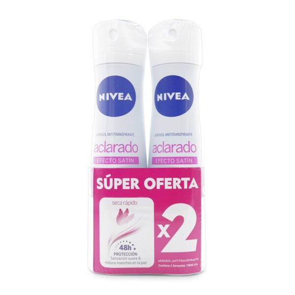 2 Desodorantes NIVEA Spray ACLA.EFE.SATIN 150mL