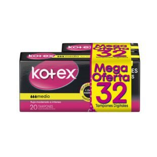 Tampones KOTEX EV.DIGITAL Medio 20 Unds+12 M.O